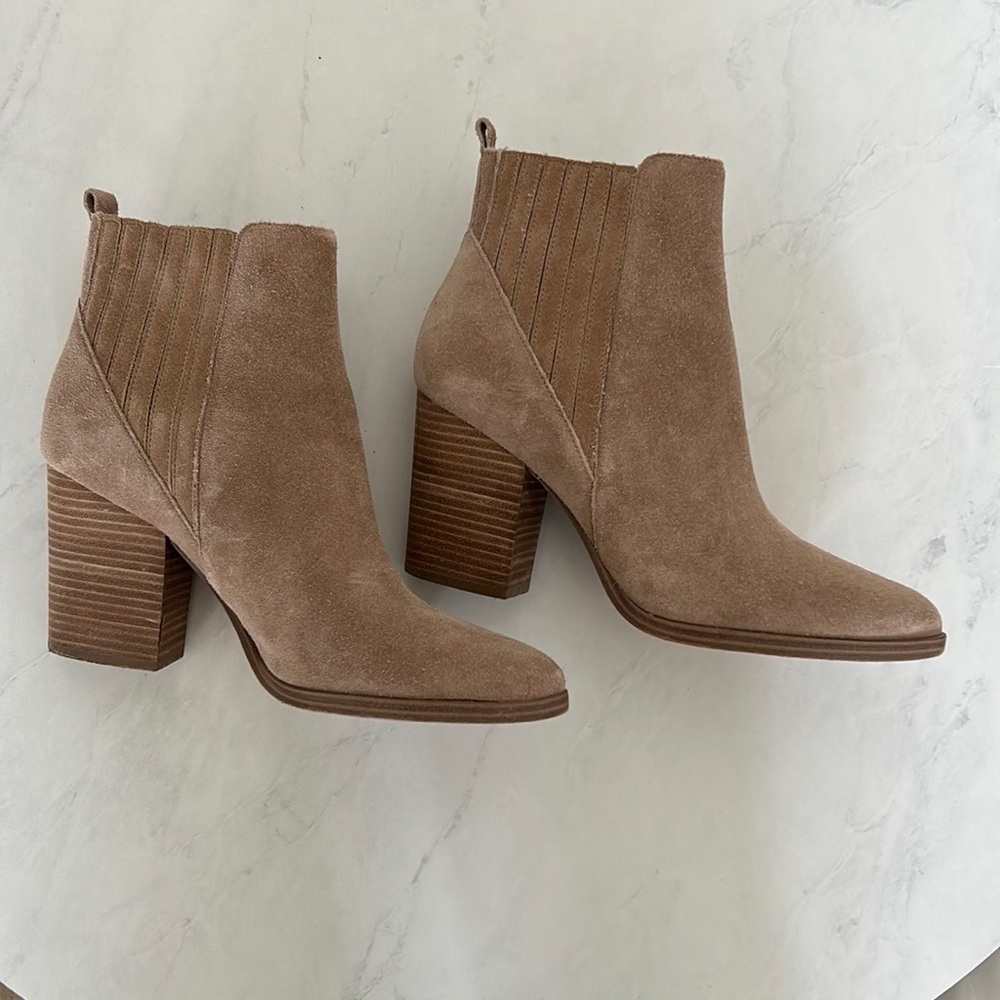 Marc Fisher Oshay Pointed Toe Booties - Beige/Tan… - image 4
